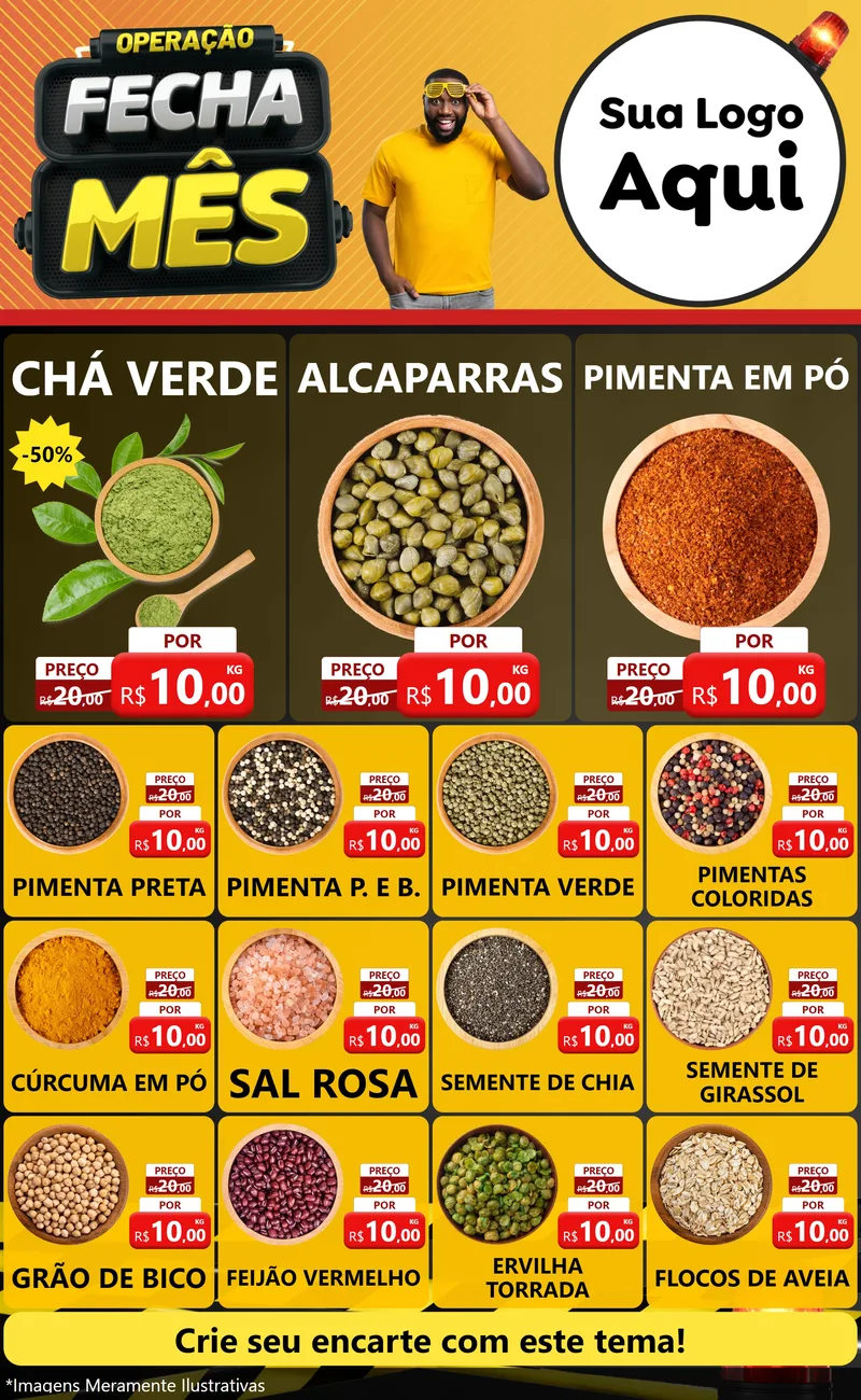 Modelo de Encarte para Encarte Grande com o tema Operação Fecha Mês para Produtos Naturais