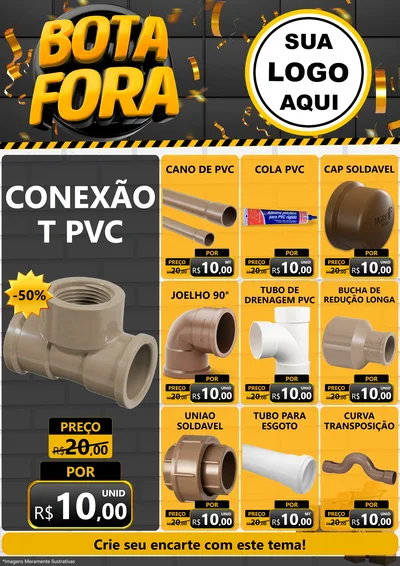 Modelo de Encarte para Encarte A4 Vertical com o tema Bota Fora para Tubos e conexões