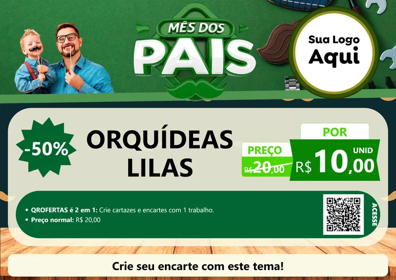 Modelo de Cartaz para Cartaz A4 Horizontal com o tema Mês dos Pais para Floricultura e jardim