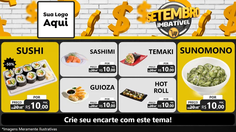 Modelo de TV para TV Horizontal com o tema Setembro Imbatível para Comida japonesa