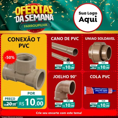 Modelo de Rede Social para Feed Facebook com o tema Ofertas da Semana Farroupilha para Tubos e conexões