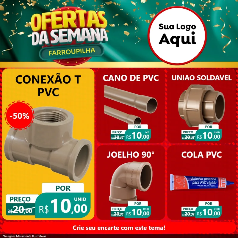 Modelo de Rede Social para Feed Facebook com o tema Ofertas da Semana Farroupilha para Tubos e conexões