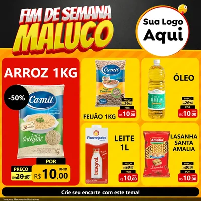 Modelo de Rede Social para Feed Facebook com o tema Final de Semana Maluco para Supermercado