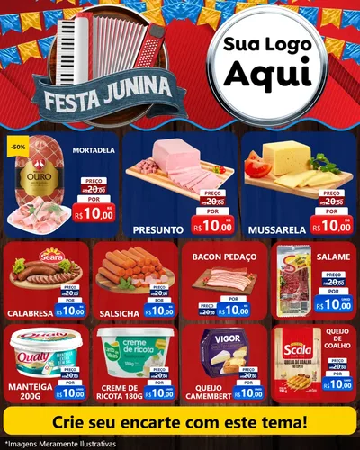 Modelo de Rede Social para Feed Instagram com o tema Festa Junina para Frios e Laticínios