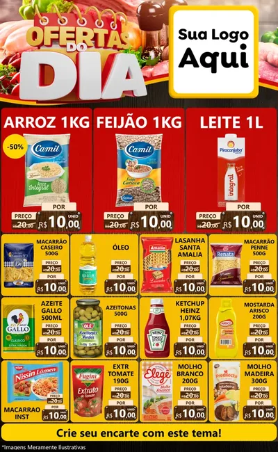 Modelo de Encarte para Encarte Grande com o tema Ofertas do Dia para Supermercado