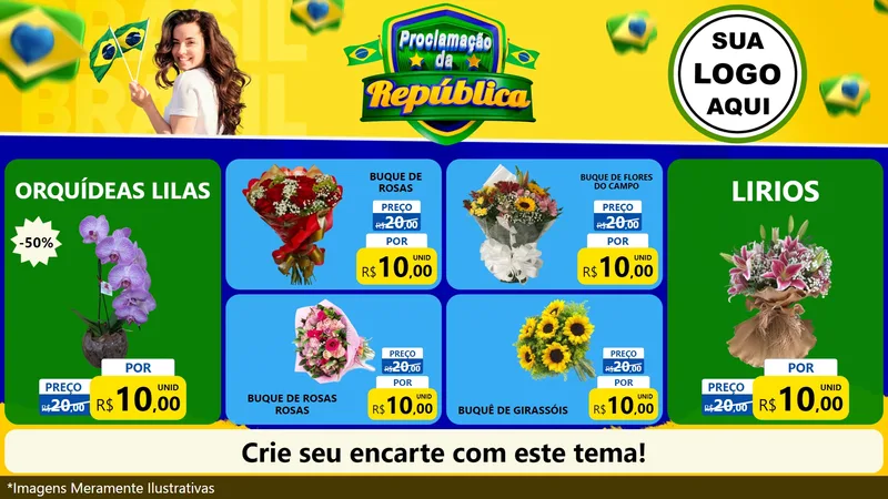 Modelo de TV para TV Horizontal com o tema Proclamação da República para Floricultura e jardim