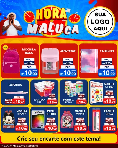 Modelo de Rede Social para Feed Instagram com o tema Hora Maluca para Papelaria