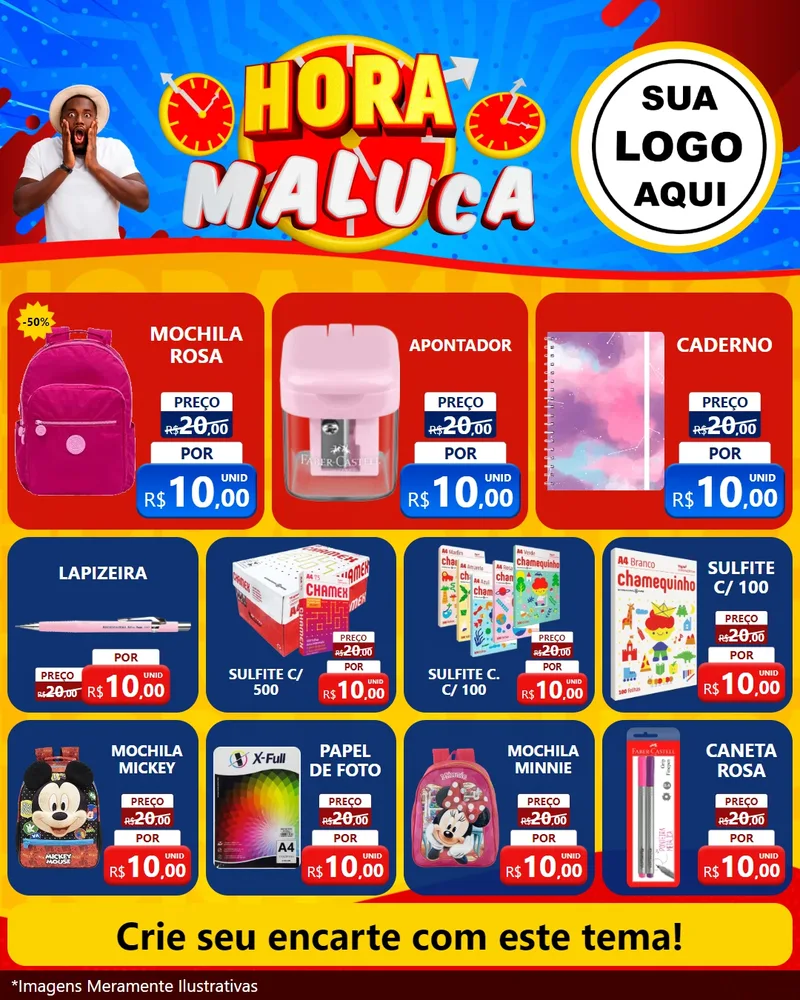 Modelo de Rede Social para Feed Instagram com o tema Hora Maluca para Papelaria