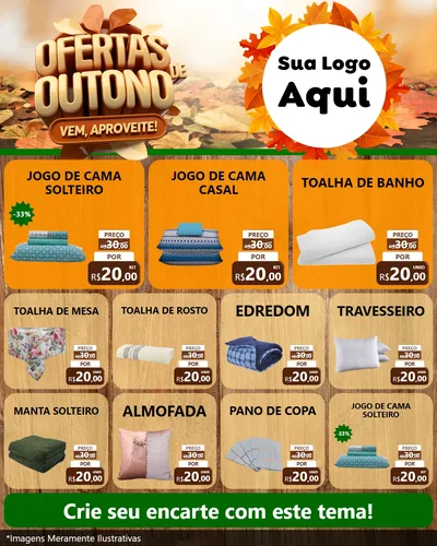 Modelo de Rede Social para Feed Instagram com o tema Ofertas de Outono - Vem, Aproveite! para Cama, Mesa e Banho