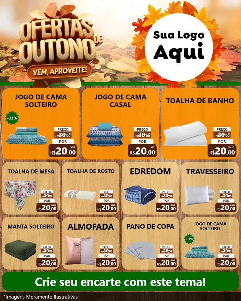 Modelo de Rede Social para Feed Instagram com o tema Ofertas de Outono - Vem, Aproveite! para Cama, Mesa e Banho