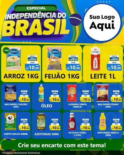 Modelo de Rede Social para Feed Instagram com o tema Especial Independência do Brasil para Supermercado