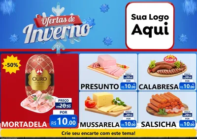 Modelo de Encarte para Encarte A4 Horizontal com o tema Ofertas de Inverno para Frios e Laticínios