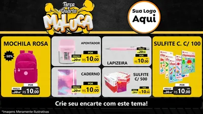 Modelo de TV para TV Horizontal com o tema Terça e Quarta Maluca para Papelaria