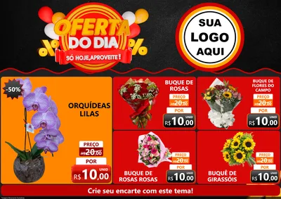 Modelo de Encarte para Encarte A4 Horizontal com o tema Oferta do Dia - Só hoje, Aproveite! para Floricultura e jardim