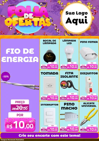 Modelo de Encarte para Encarte A4 Vertical com o tema Folia de Ofertas para Materiais Elétricos
