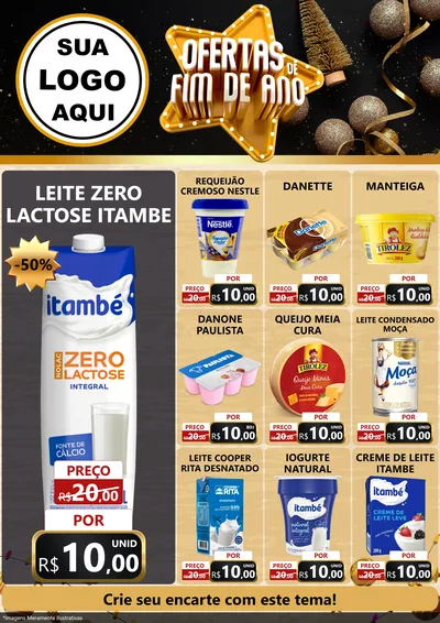 Modelo de Encarte para Encarte A4 Vertical com o tema Ofertas de Fim de Ano para Frios e Laticínios