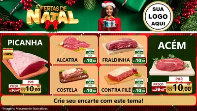 Modelo de TV para TV Horizontal com o tema Ofertas de Natal para Açougue