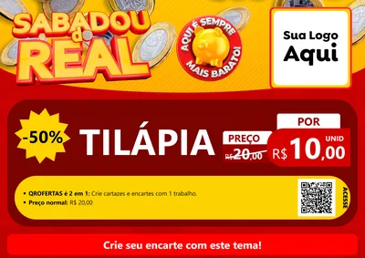 Modelo de Cartaz para Cartaz A4 Horizontal com o tema Sabadou do Real para Peixaria
