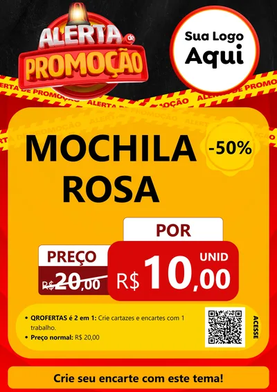 Modelo de Cartaz para Cartaz A4 Vertical com o tema Alerta de Promoção para Papelaria