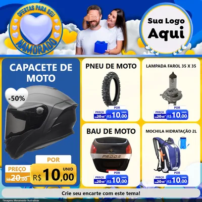 Modelo de Rede Social para Feed Facebook com o tema Ofertas Para Seu Namorado para Moto peças
