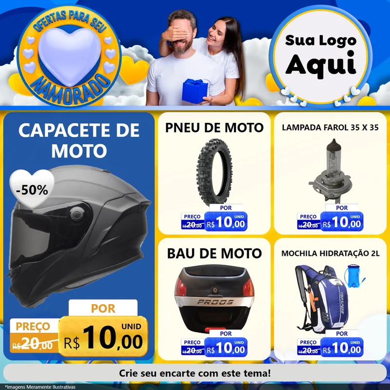 Modelo de Rede Social para Feed Facebook com o tema Ofertas Para Seu Namorado para Moto peças