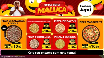 Modelo de TV para TV Horizontal com o tema Sexta-feira Maluca para Pizzaria
