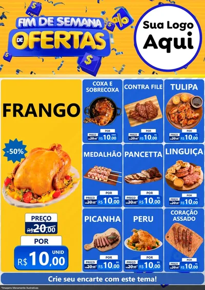 Modelo de Encarte para Encarte A4 Vertical com o tema Fim de Semana de Ofertas para Assados