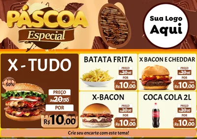 Modelo de Encarte para Encarte A4 Horizontal com o tema Páscoa Especial para Hamburgueria