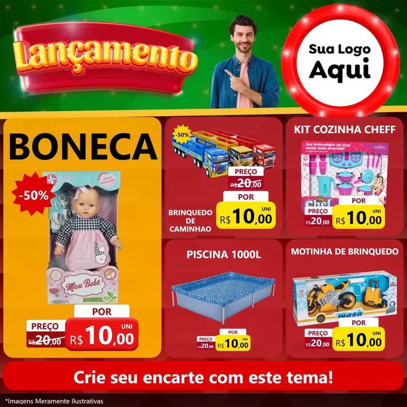 Modelo de Rede Social para Feed Facebook com o tema Lançamento para Brinquedos