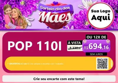 Modelo de Cartaz para Cartaz A4 Horizontal com o tema Sorteio Dia das Mães para Concessionaria de Motos
