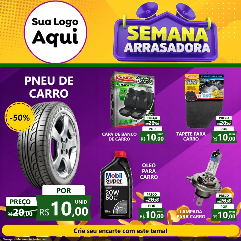 Modelo de Rede Social para Feed Facebook com o tema Semana Arrasadora para Auto peças