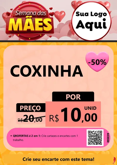 Modelo de Cartaz para Cartaz A4 Vertical com o tema Semana das Mães para Salgadaria