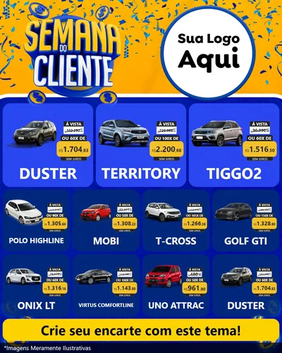 Modelo de Rede Social para Feed Instagram com o tema Semana do Cliente para Concessionaria de Carros