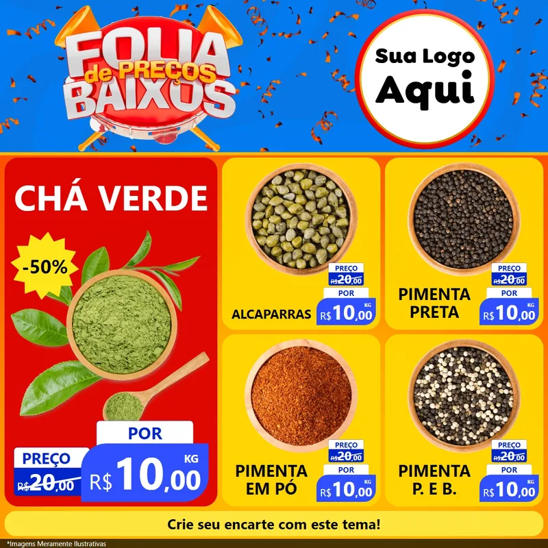 Modelo de Rede Social para Feed Facebook com o tema Folia de Preços Baixos para Produtos Naturais