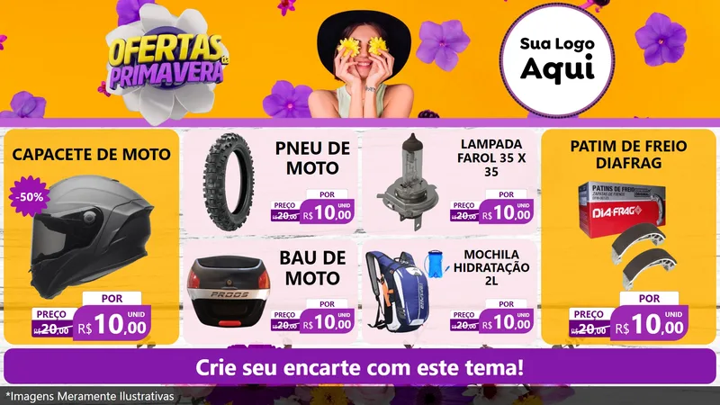 Modelo de TV para TV Horizontal com o tema Ofertas Da Primavera para Moto peças