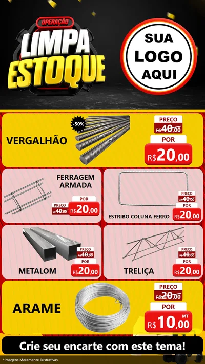 Modelo de TV para TV Vertical com o tema Operação Limpa Estoque para Ferragens