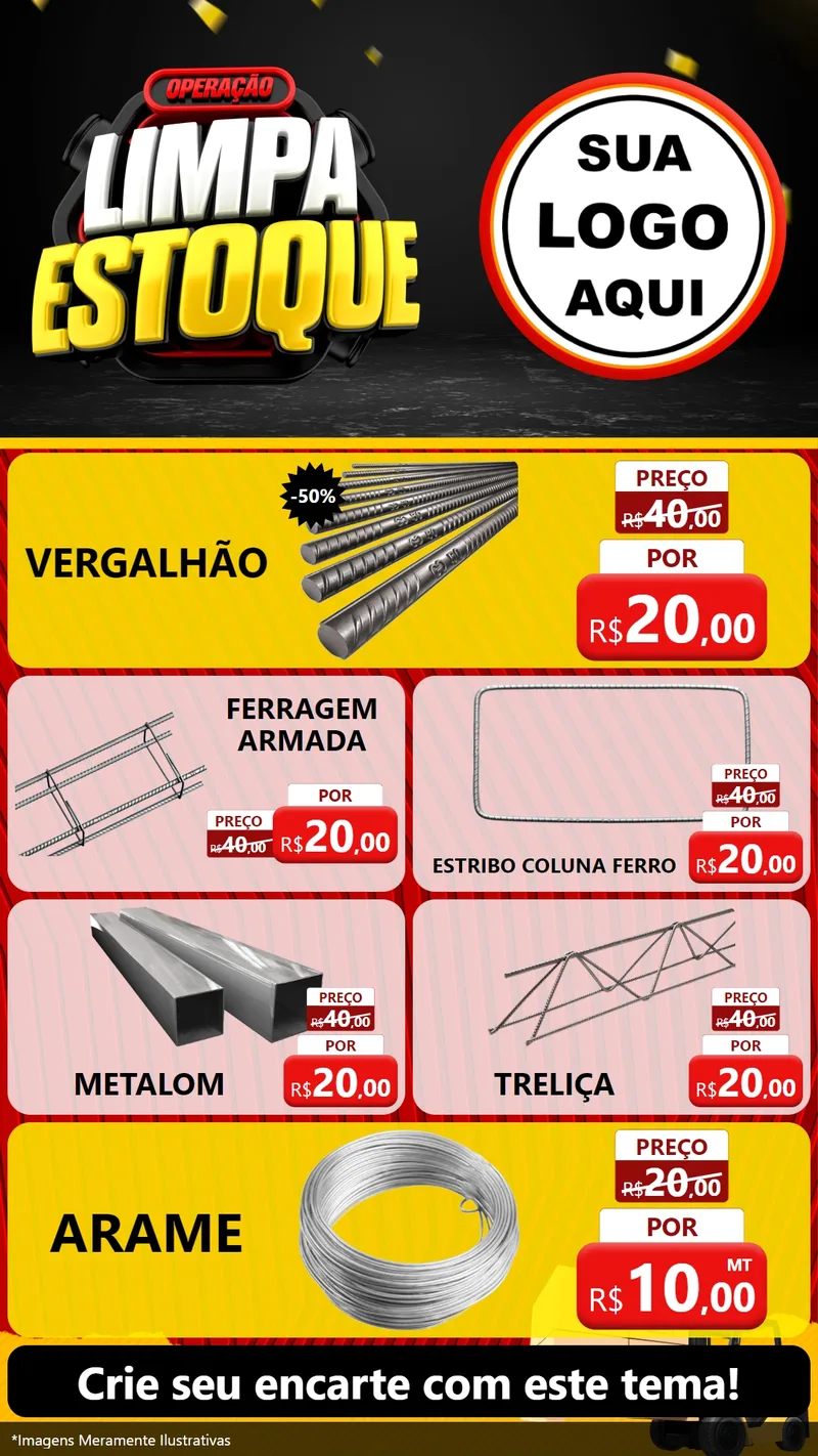 Modelo de TV para TV Vertical com o tema Operação Limpa Estoque para Ferragens