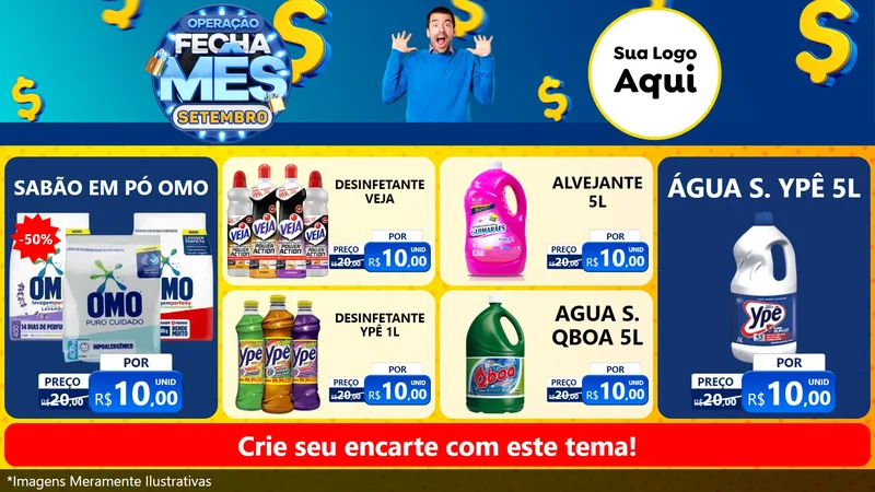 Modelo de TV para TV Horizontal com o tema Operação Fecha Mês Setembro para Produtos de Limpeza