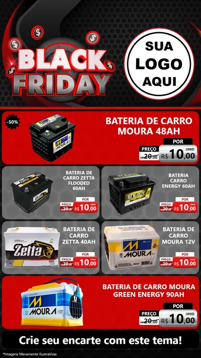 Modelo de TV para TV Vertical com o tema Black Friday para Baterias Elétricas