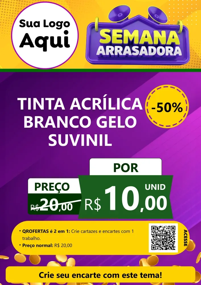 Modelo de Cartaz para Cartaz A4 Vertical com o tema Semana Arrasadora para Tintas e Ferramentas