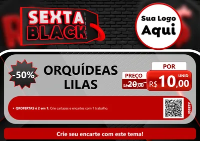 Modelo de Cartaz para Cartaz A4 Horizontal com o tema Sexta Black para Floricultura e jardim