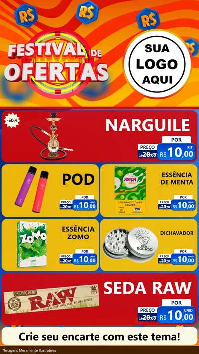 Modelo de TV para TV Vertical com o tema Festival de Ofertas para Tabacaria