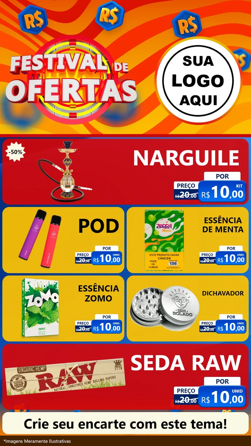 Modelo de TV para TV Vertical com o tema Festival de Ofertas para Tabacaria