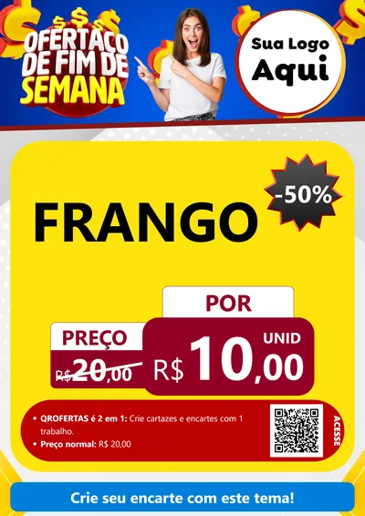 Modelo de Cartaz para Cartaz A4 Vertical com o tema Ofertaço de Fim de Semana para Assados