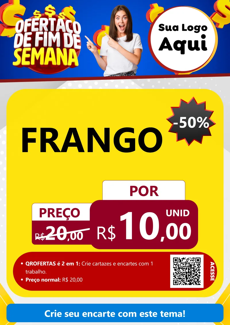 Modelo de Cartaz para Cartaz A4 Vertical com o tema Ofertaço de Fim de Semana para Assados