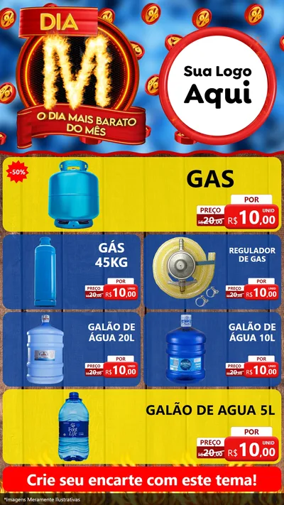 Modelo de TV para TV Vertical com o tema Dia M - O Dia Mais Barato Do Mês para Água e gás