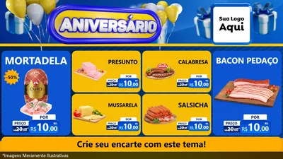 Modelo de TV para TV Horizontal com o tema Aniversário para Frios e Laticínios