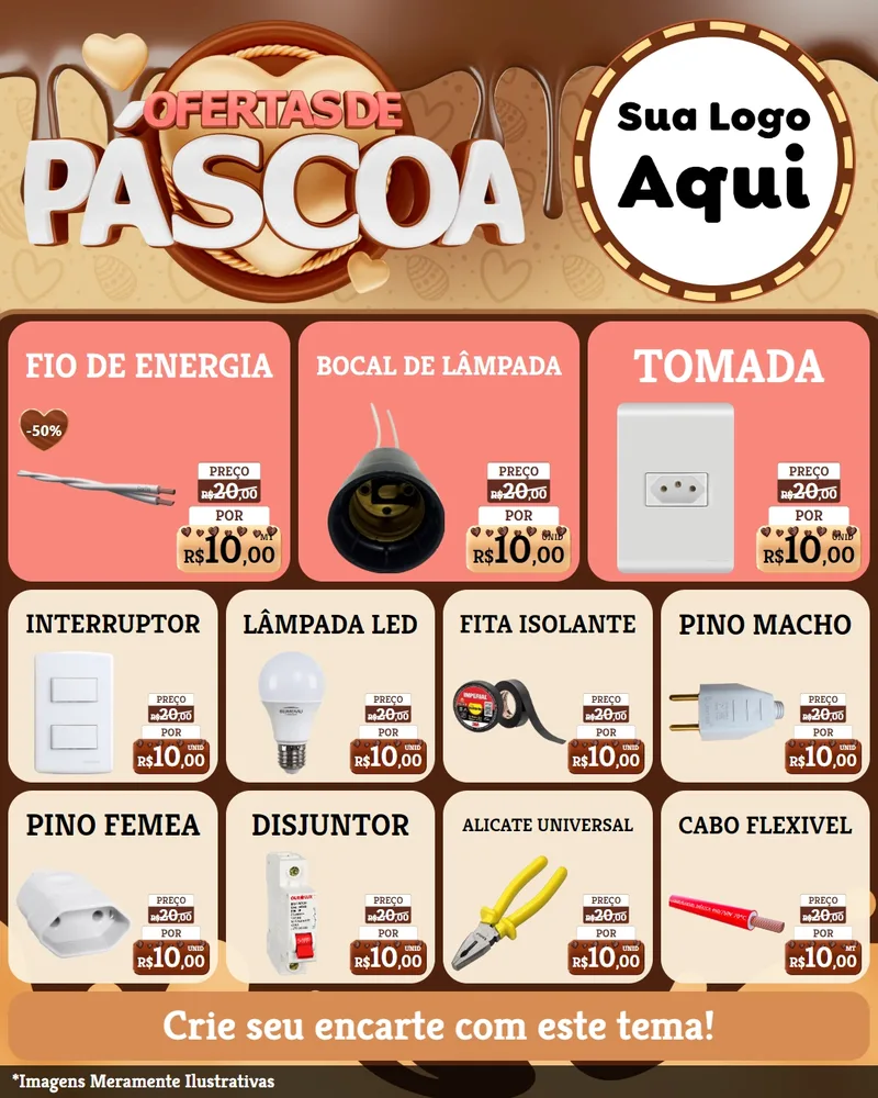 Modelo de Rede Social para Feed Instagram com o tema Ofertas de Páscoa para Materiais Elétricos