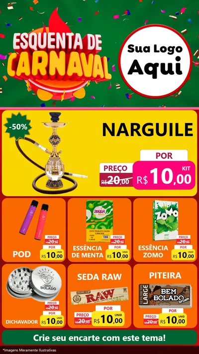 Modelo de Rede Social para Stories com o tema Esquenta de Carnaval para Tabacaria