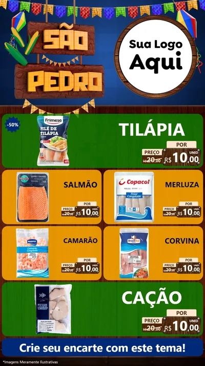 Modelo de TV para TV Vertical com o tema São Pedro para Peixaria